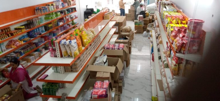 Supermarket rack installed in Rohtak, Haryana, shop interior look