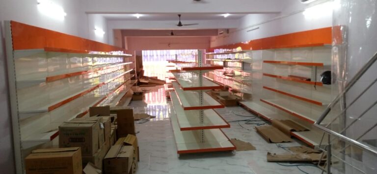 Supermarket rack installed in Rohtak, Haryana, shop interior look